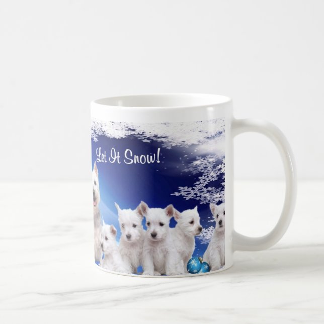 Gulligt gulligt! Den Westie valpen låt det snöa Kaffemugg (Höger)