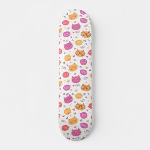 Gulligt hand plockadekattmönster mini skateboard bräda 18,5 cm