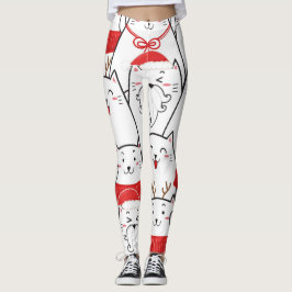 Gulligt helgdagkattmönster leggings