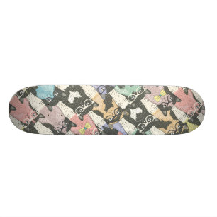 Gulligt Hipsterkattmönster Skateboard Bräda 20 Cm