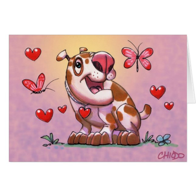 Gulligt hundkort hälsningskort (Framsidan Horizontal)
