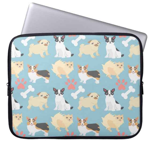 Gulligt hundmönster laptop sleeve (Framsidan)
