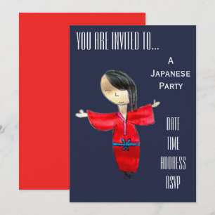 Gulligt japanskt themed Japan party Inbjudningar