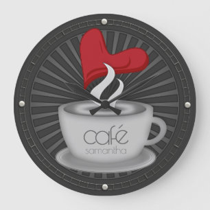 Gulligt kaffe med dekoren för vägg för kärlekCafé Stor Klocka