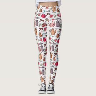Gulligt kaffe och tårtadesign leggings