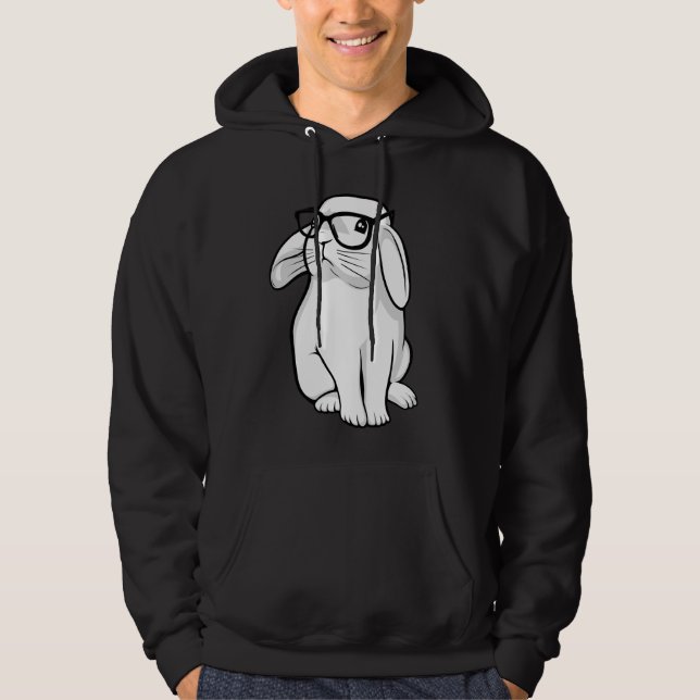 Gulligt kaninhusdjur för Nerdy kanin med Hoodie (Framsida)