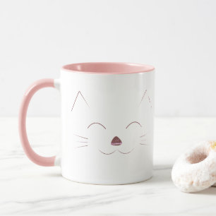 Gulligt kattansikte - rosa mugg