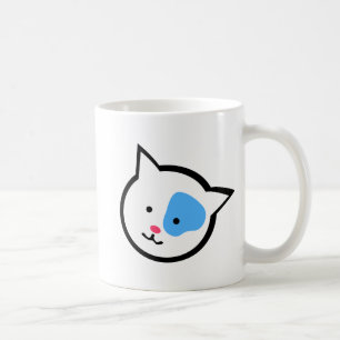 Gulligt katthuvud (blått) kaffemugg