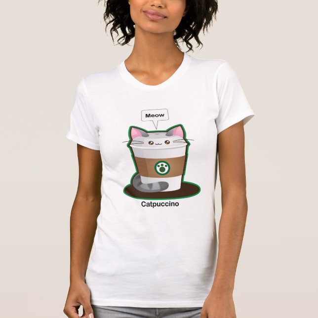Gulligt kattkaffe tee shirt (Framsida)