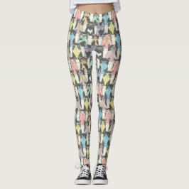 Gulligt kattmönster för Hipster Leggings