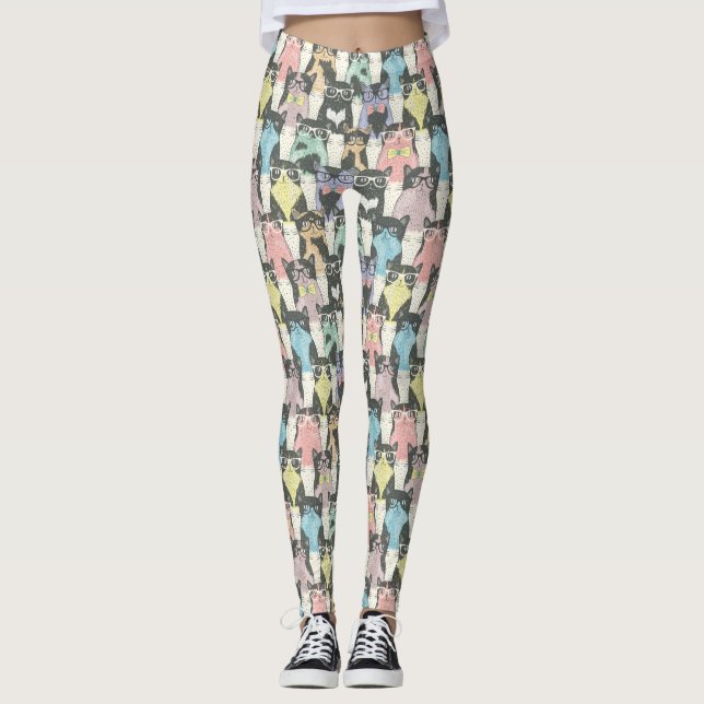 Gulligt kattmönster för Hipster Leggings (Framsida)