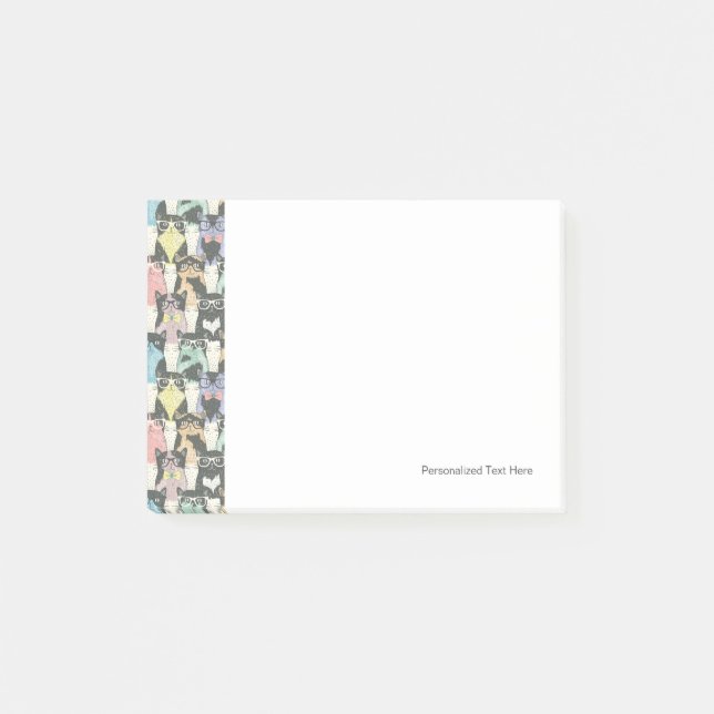 Gulligt kattmönster för Hipster Post-it Block (Framsida)