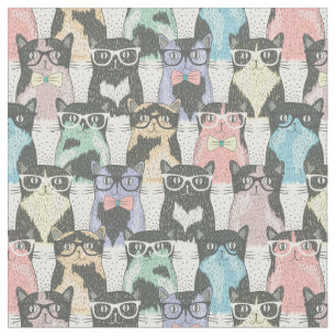 Gulligt kattmönster för Hipster Tyg