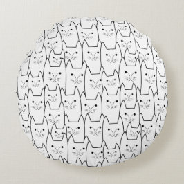 Gulligt kattmönster rund kudde