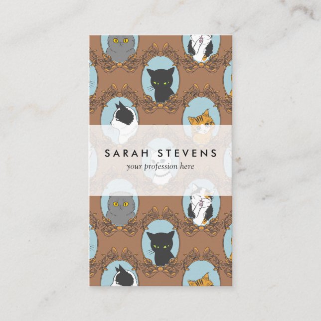 Gulligt kattmönster visitkort (Framsida)