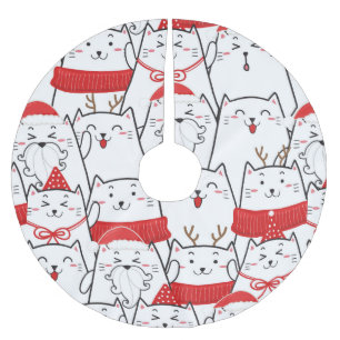 Gulligt katttecknadmönster julgransmatta borstad polyester