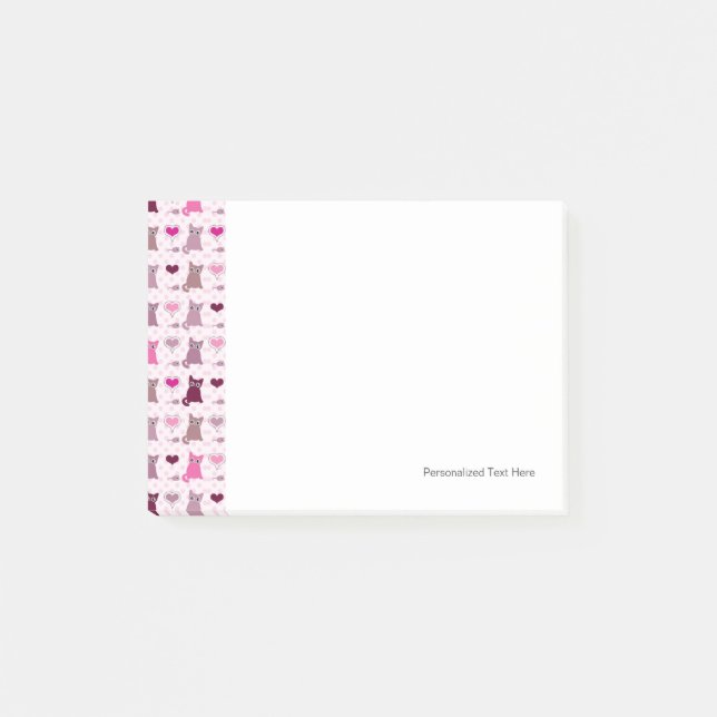 Gulligt kattungeflickamönster post-it block (Framsida)