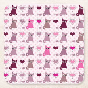 Gulligt kattungeflickamönster underlägg papper kvadrat