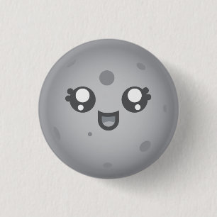 Gulligt Kawaii måneLuna tecken Knapp