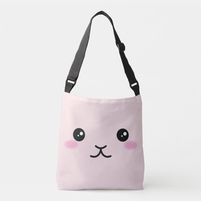Gulligt kawaii, rosa kanindesign axelväska (Framsida)