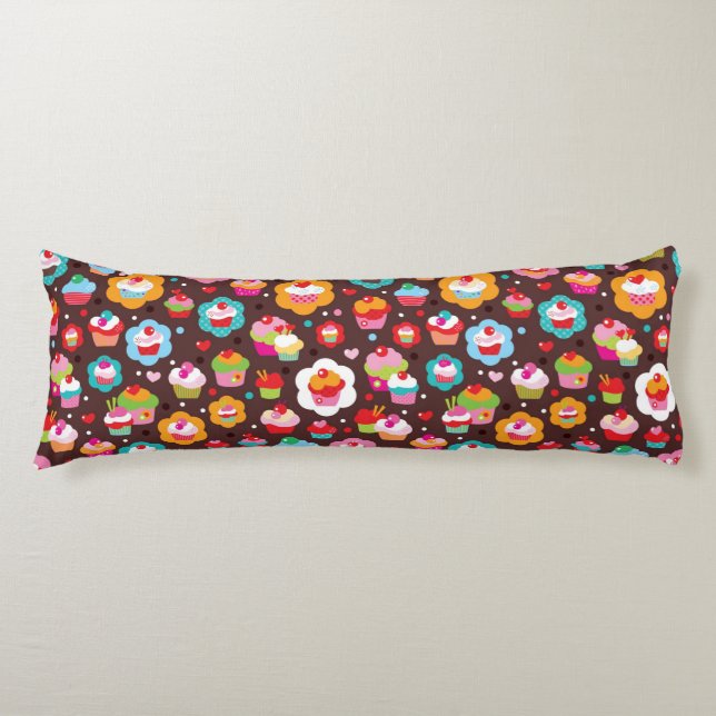 Gulligt kopptårtamönster kroppskudde (Framsidan)