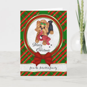 Gulligt kort för god jul för Yorkie lerakonst