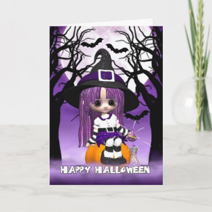 Gulligt kort för häxaHalloween hälsning