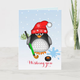 Gulligt kort för julhockeypingvin &