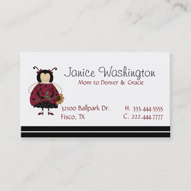 Gulligt kort för nyckelpigaflickamammor (Framsida)