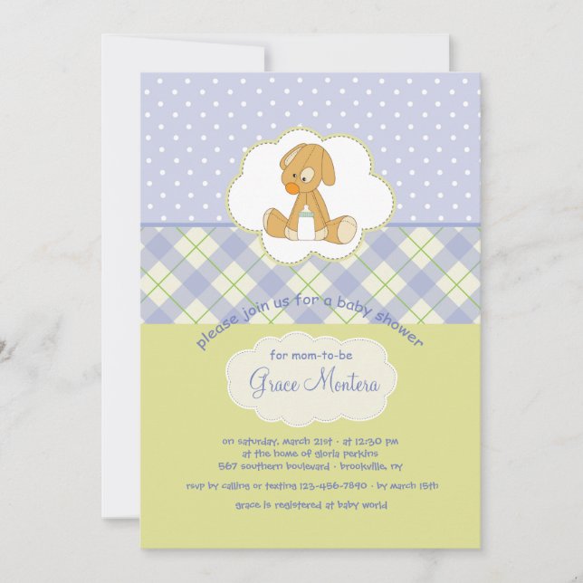 Gulligt kort för valpleksakdusch (Framsida)