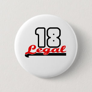 Gulligt "laglig 18" design knapp