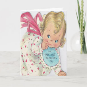 Gulligt le baby första valentin kort för dag