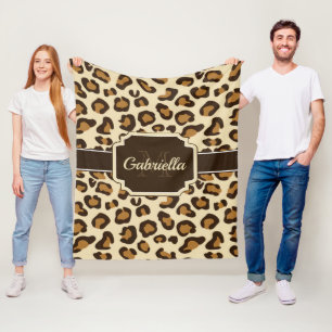 Gulligt Leopardtryck Fleecefilt