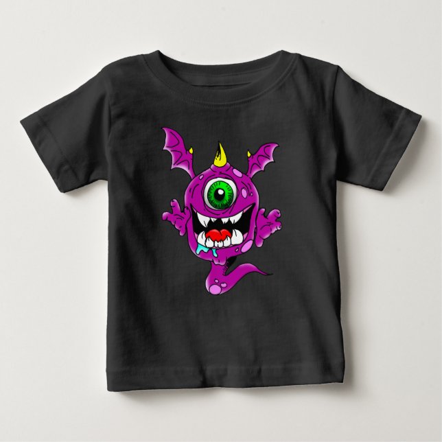 Gulligt lilafolk Eatermonster T-shirt (Framsida)