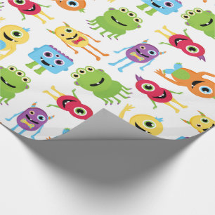 Gulligt lite monstermönster presentpapper