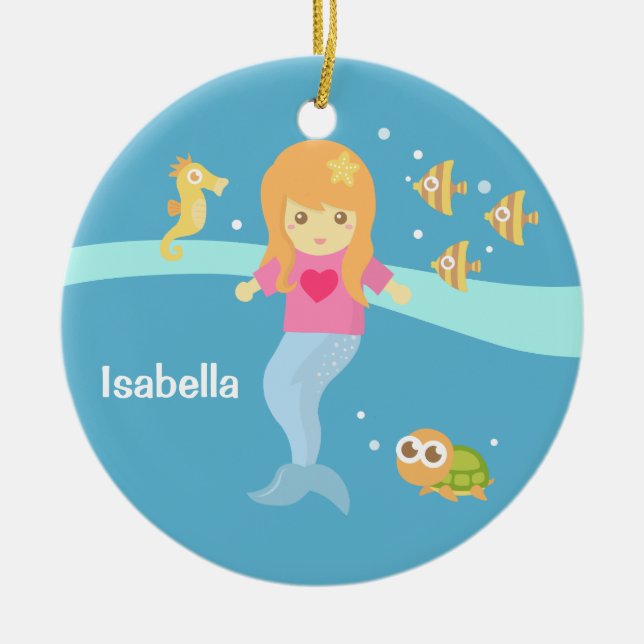 Gulligt lite rum för flickor för julgransprydnad keramik (Framsidan)