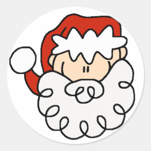 Gulligt lite Santa stick figuransikte Runt Klistermärke