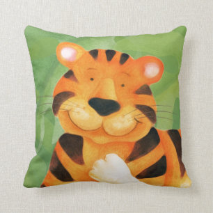 Gulligt lyckligt tigeransikte kvadrerar kudde