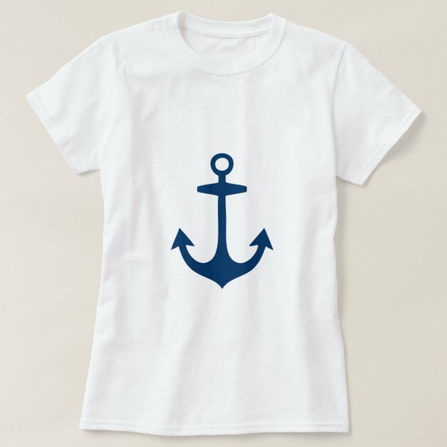 Gulligt marinblått nautiskt inspirerat tee shirt (Design framsida)