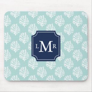 Gulligt Mintsommarmönster och blåttMonogram Musmatta