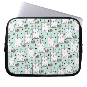 Gulligt mönster för hand plockadeUnicornkatt Laptop Fodral