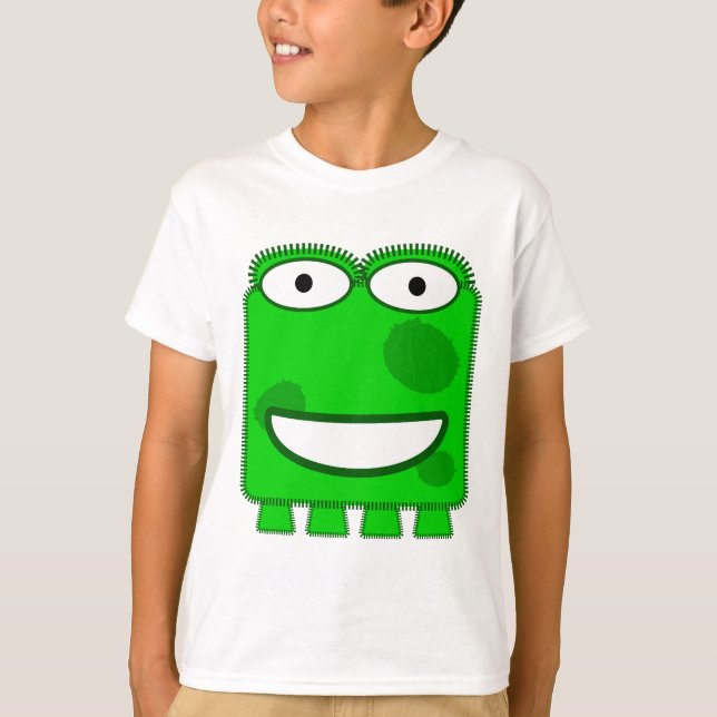 Gulligt monster för limefruktgrönttecknad tee shirt (Framsida)