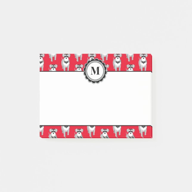 Gulligt mönster för miniatyrSchnauzervalp Post-it Block (Framsida)