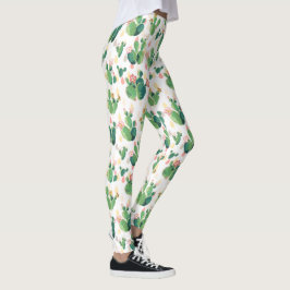 Gulligt mönster för vattenfärgblommarkaktus leggings