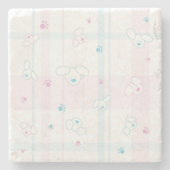 Gulligt mönster med hundar underlägg sten (Framsidan)