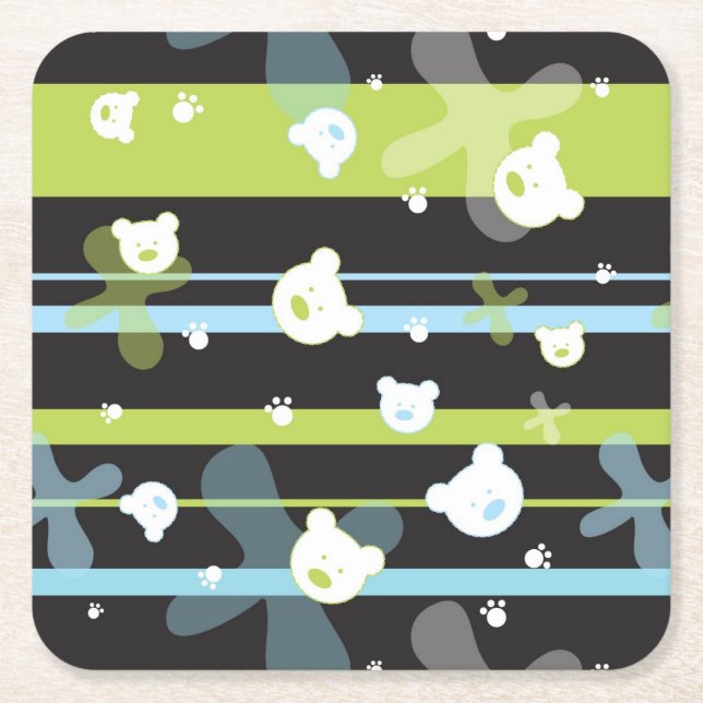 Gulligt mönster med lite björnar underlägg papper kvadrat (Framsidan)