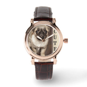 Gulligt mopsvalpfoto armbandsur