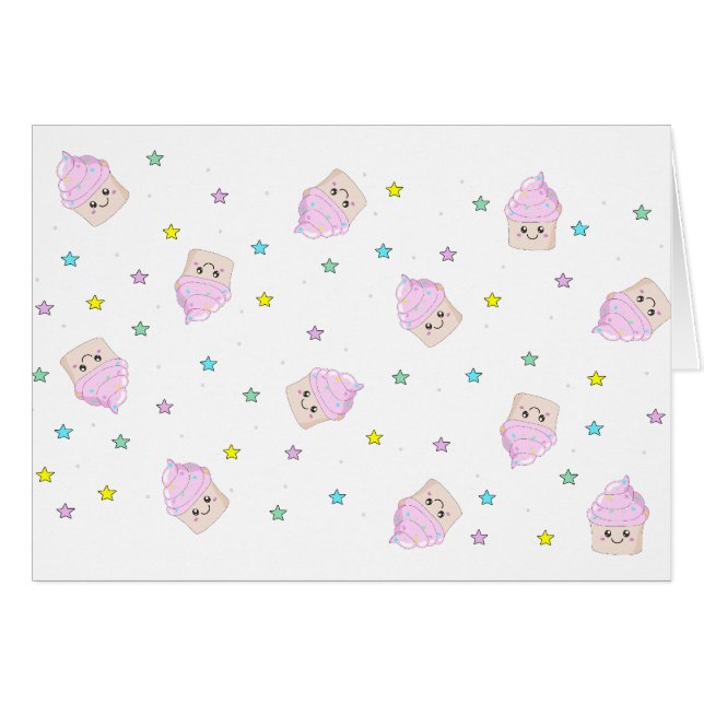 Gulligt muffinmönster hälsningskort (Framsidan Horizontal)