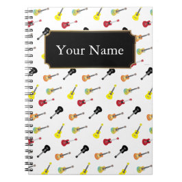 Gulligt musikUkulelemönster med namn Anteckningsbok