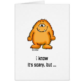 Gulligt nyckfullt orange monster vid Send2smiles Hälsningskort